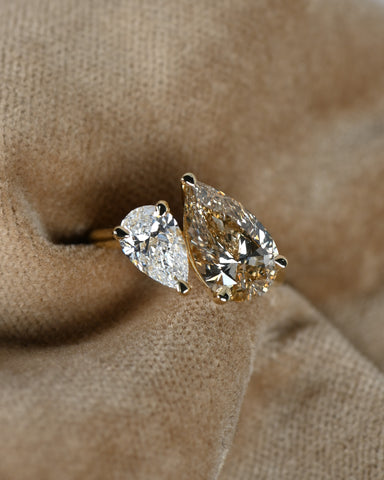 Toi et Moi Pear Cut Diamond Ring