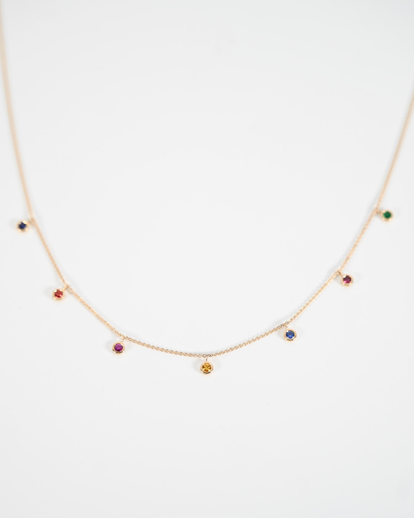 Rainbow Gemstone Drop Necklace