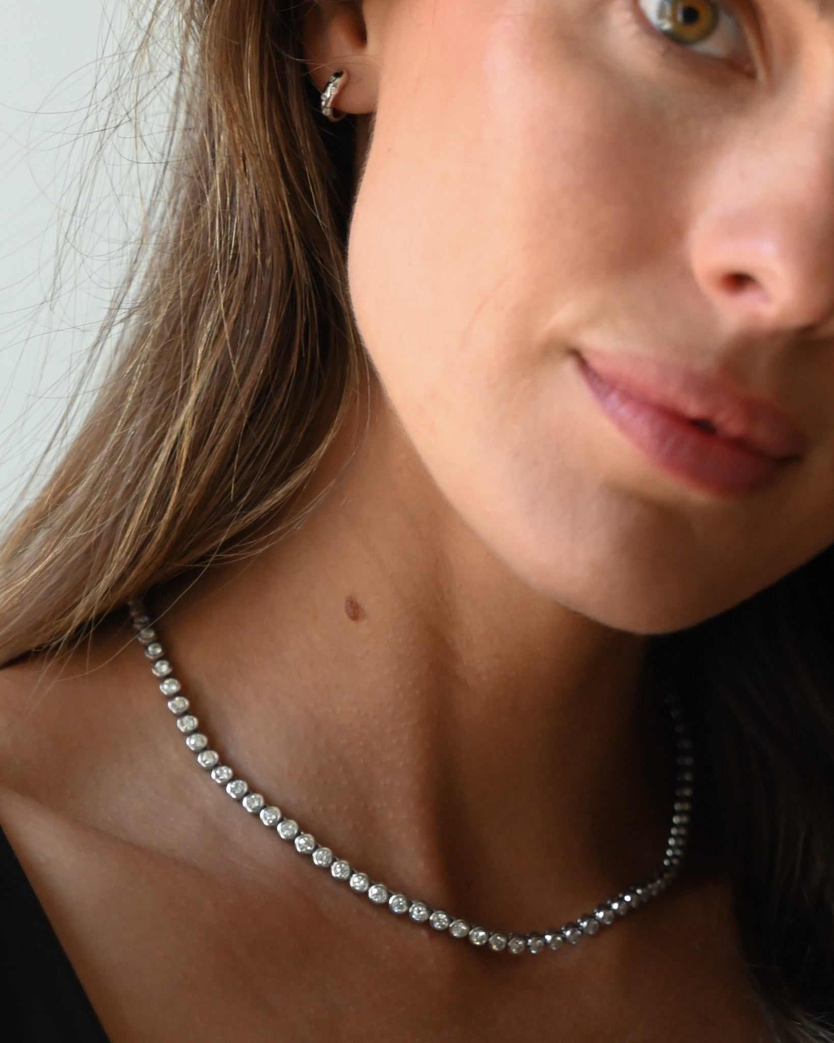 Bezel Set Diamond Tennis Necklace | WG