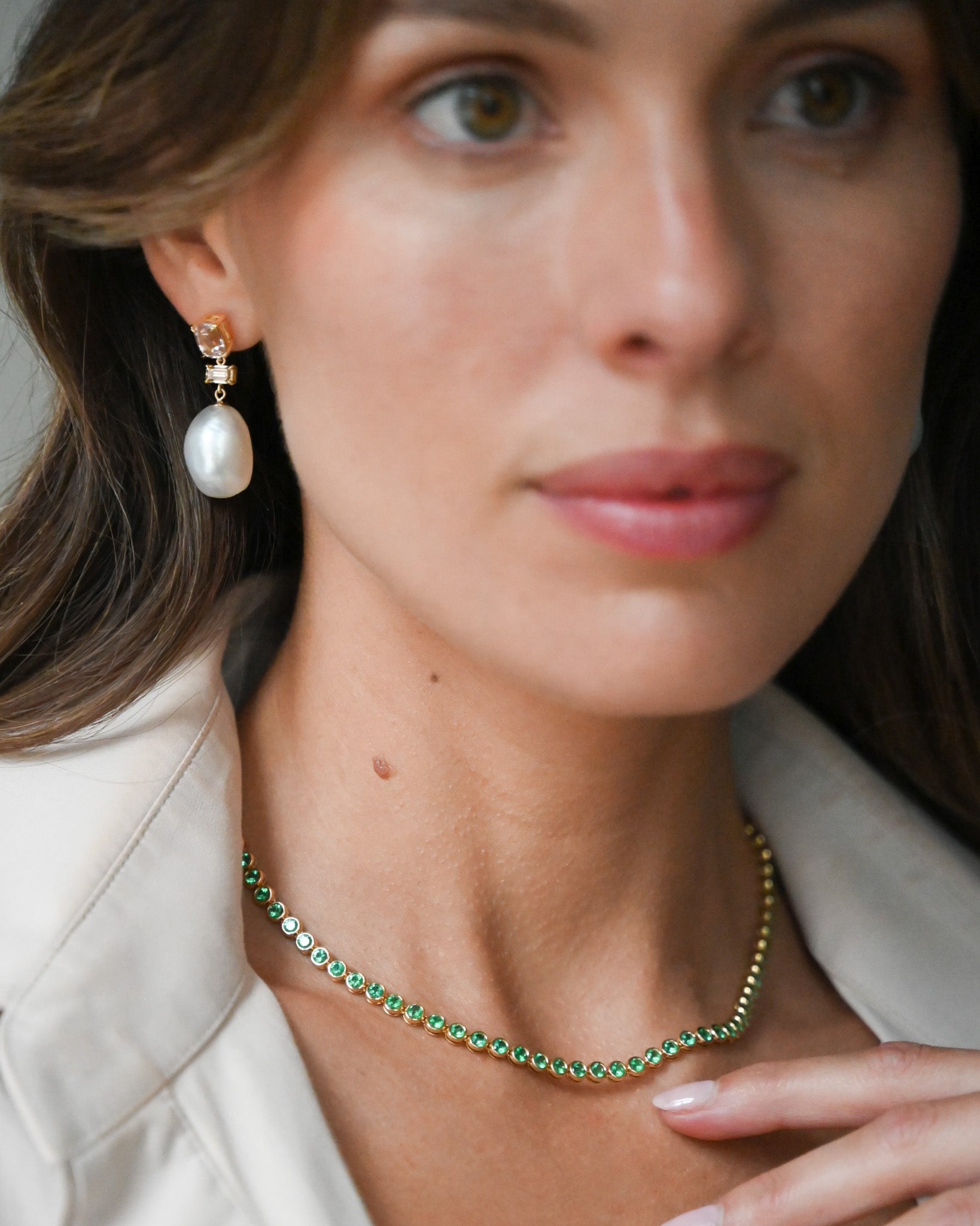 Bezel Set Emerald Tennis Necklace