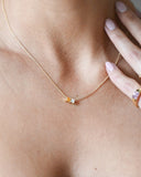 The Duo Necklace | Radiant Cut Diamond & Orange Diamond
