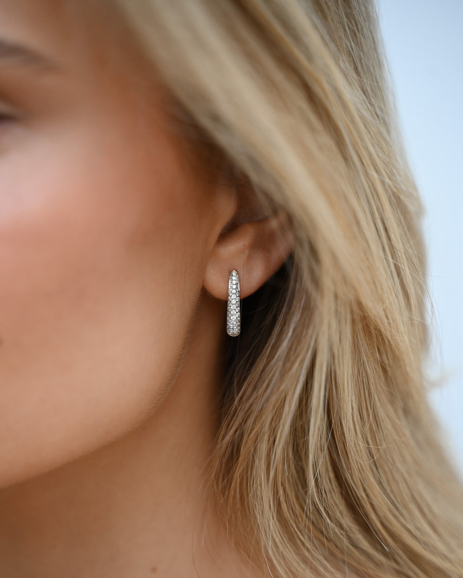 Pave Diamond Hoop Earrings in 18ct Gold