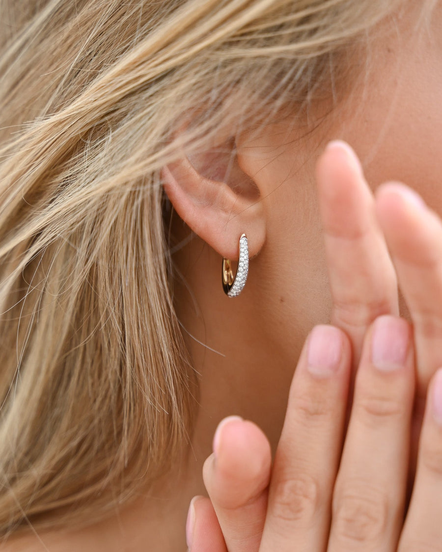 Pave Diamond Hoop Earrings in 18ct Gold