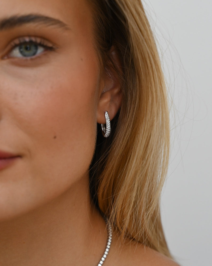 Pave Diamond Hoop Earrings in 18ct Gold