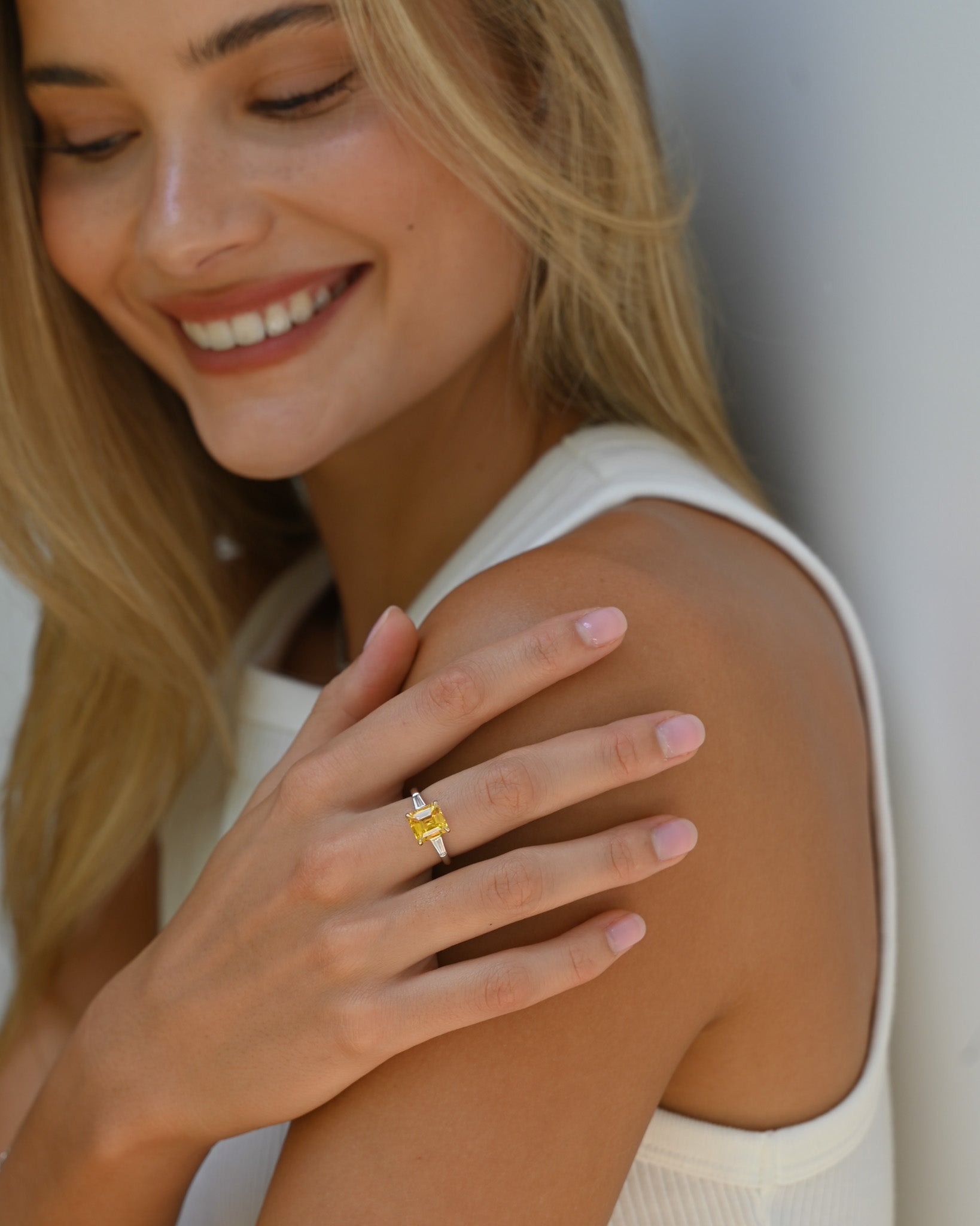 Vivid Yellow Sapphire and Taper Baguettes