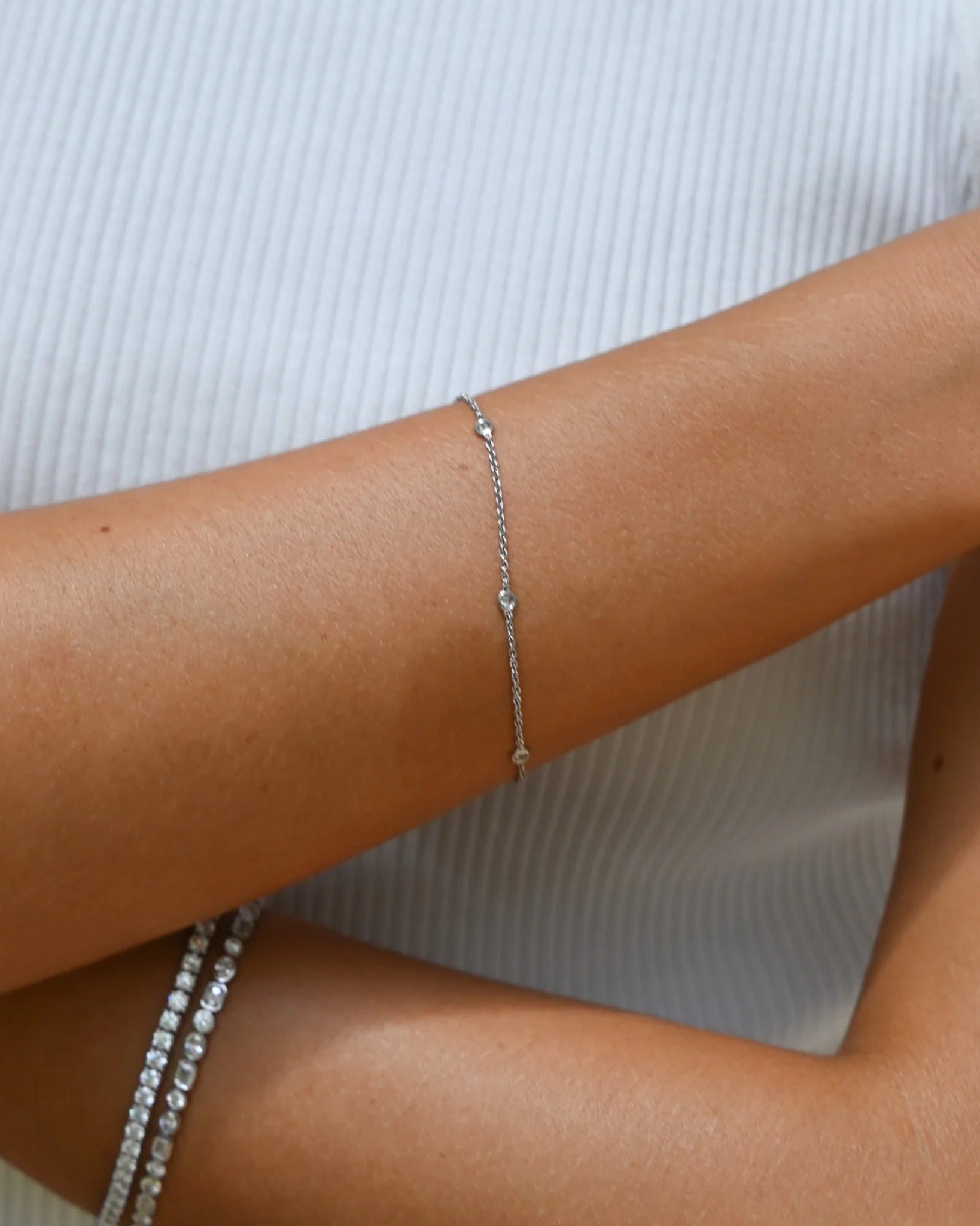 Diamond Station Chain Bracelet