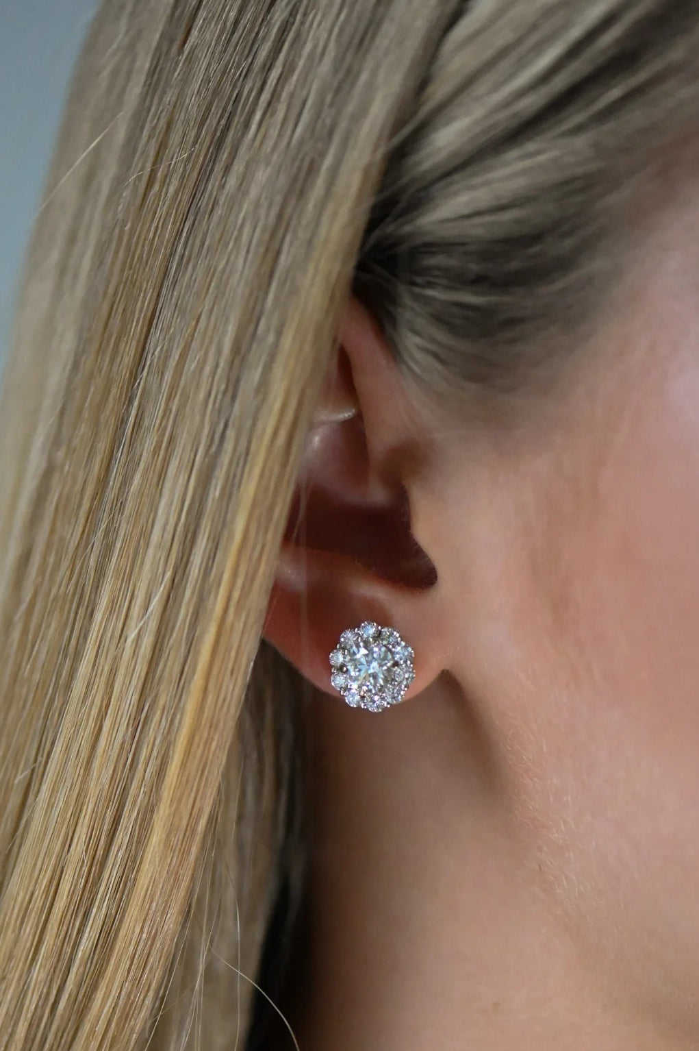 1ct Diamond Halo Studs