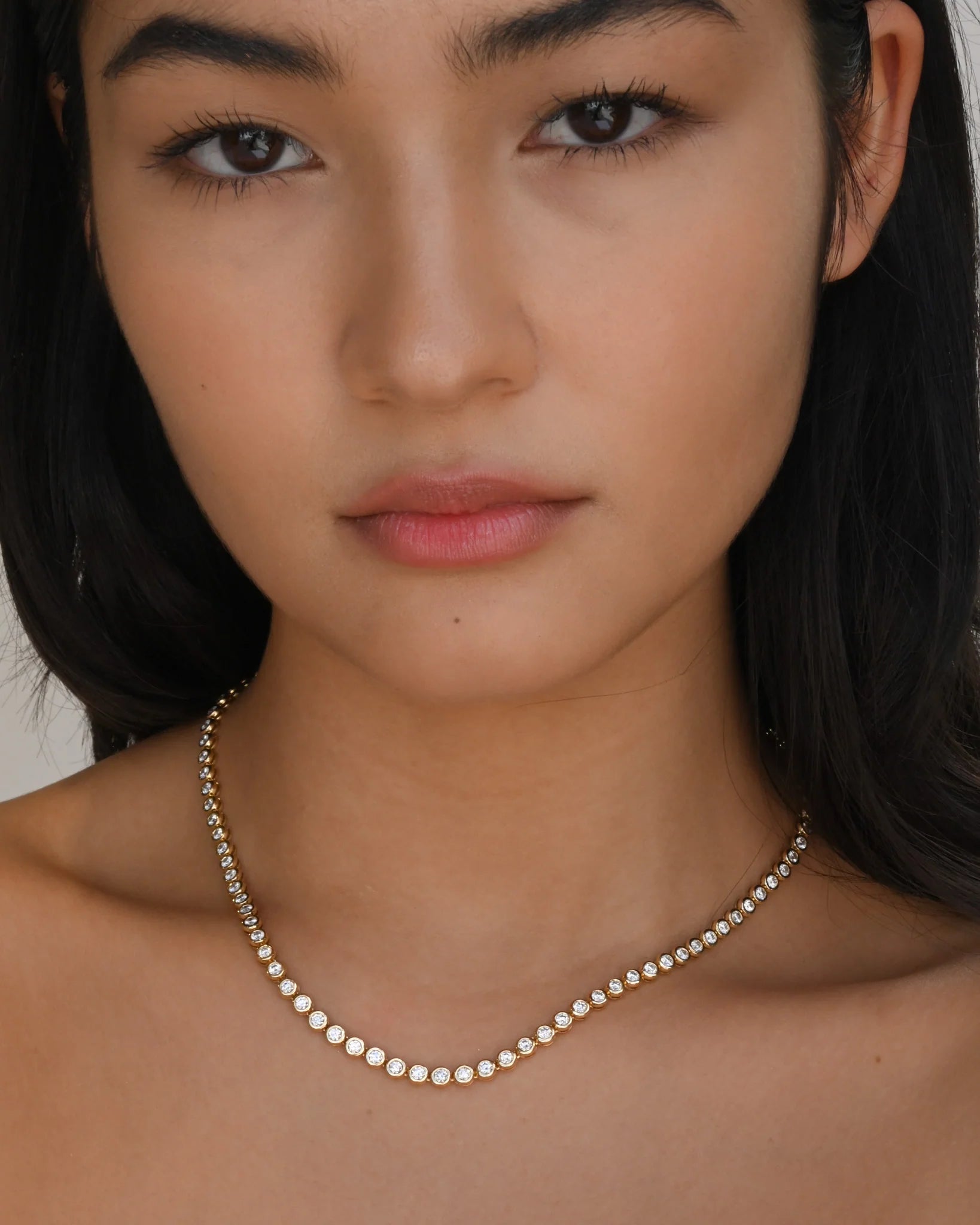 Bezel Set Round Diamond Tennis Necklace