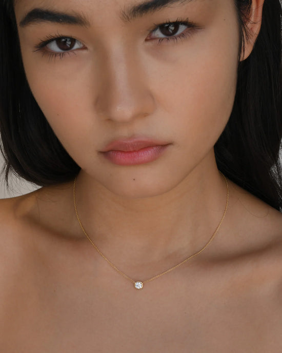 Petite Diamond Bezel Set Pendant Necklace
