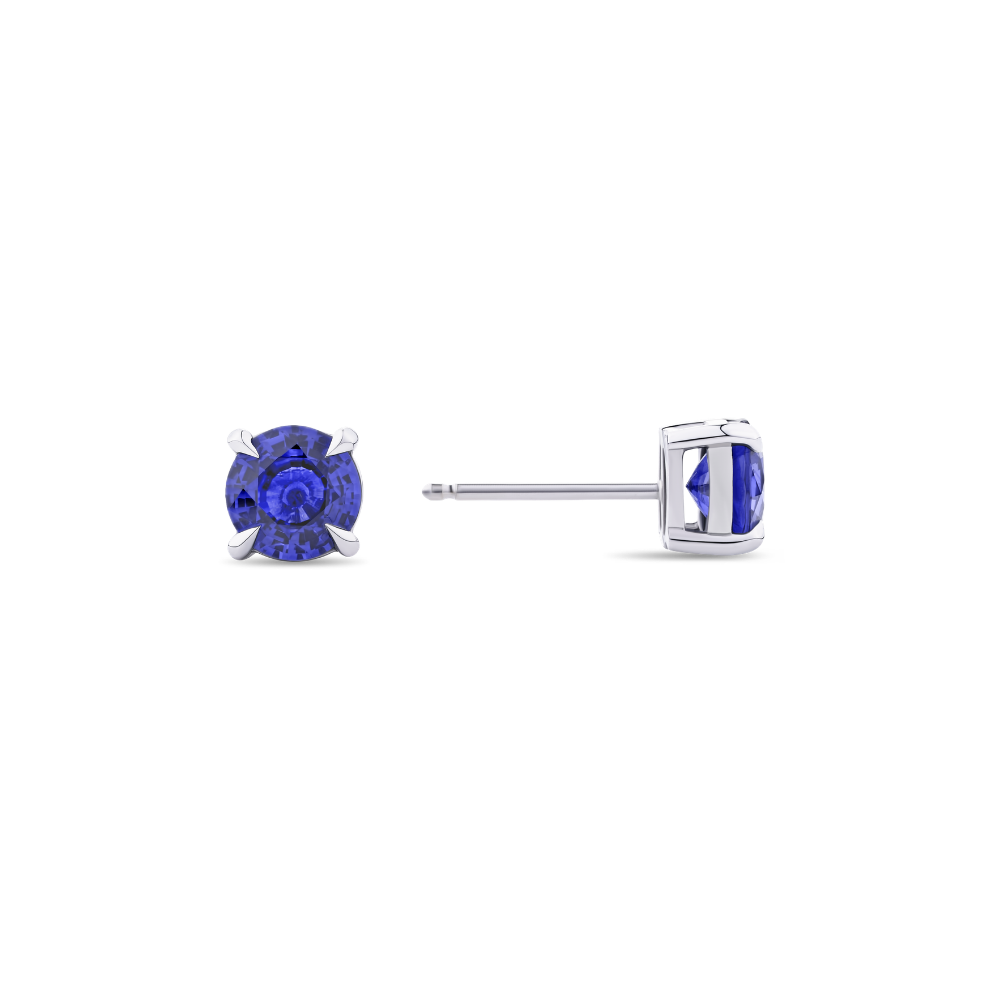 Blue Ceylon Sapphire Studs in 18ct White Gold