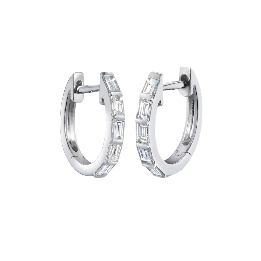 Baguette Diamond Huggie Earrings in 18ct Gold