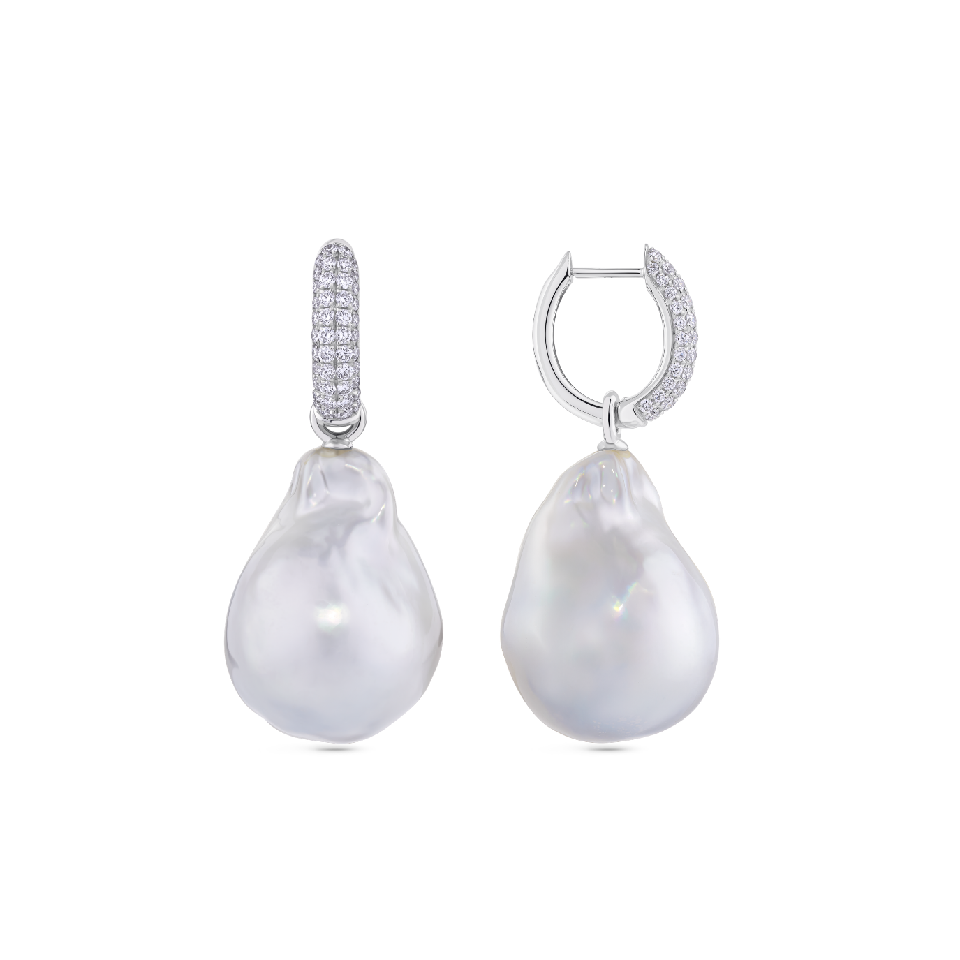 Diamond and South Sea Pearl Drop Earrings