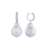Diamond and South Sea Pearl Drop Earrings