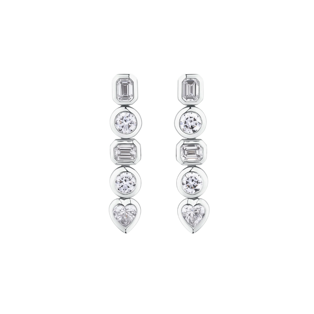 18ct White Gold Stud Drop Earrings