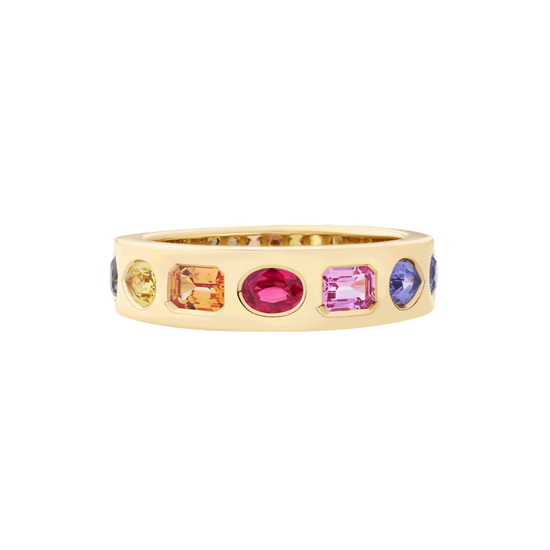 Multi Shape Rainbow Sapphire Ring in 18ct Gold