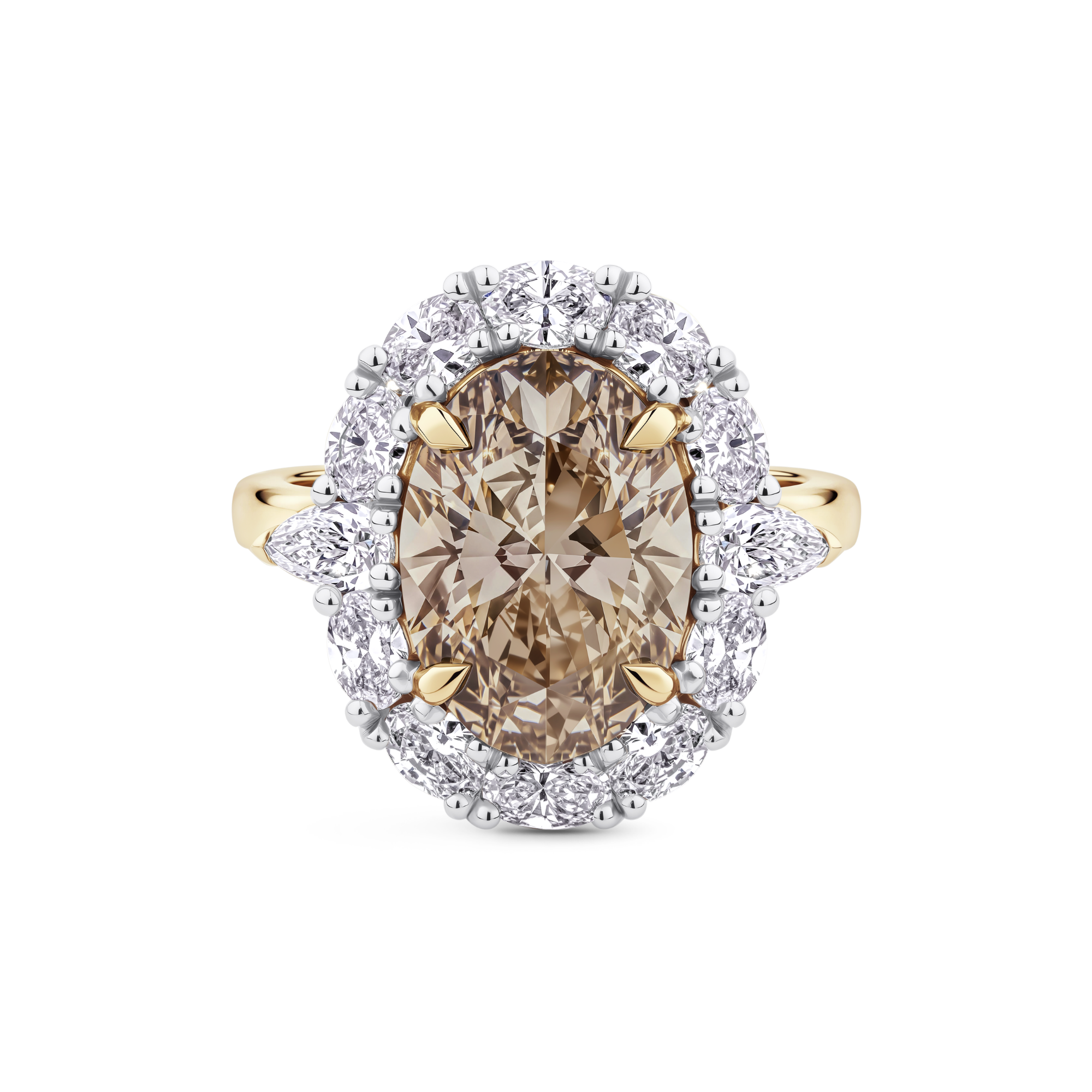4.05ct Oval Cut Champagne Diamond Engagement Ring