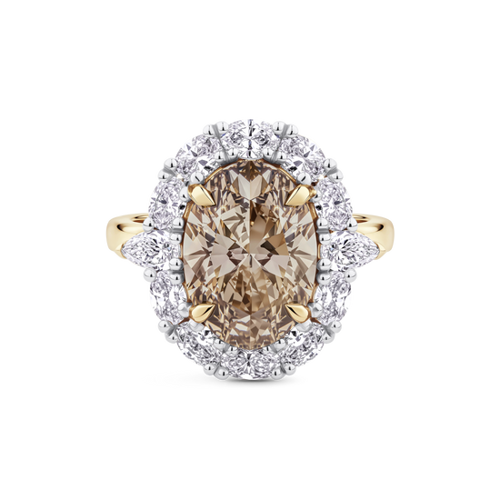 4.05ct Oval Cut Champagne Diamond Engagement Ring