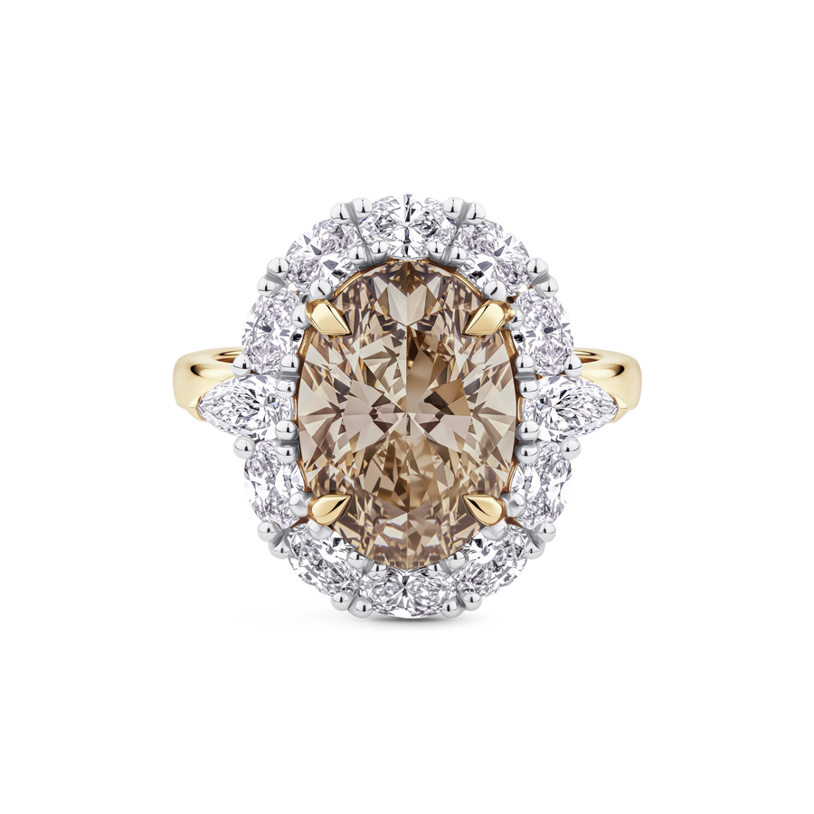 4.05ct Oval Cut Champagne Diamond Engagement Ring