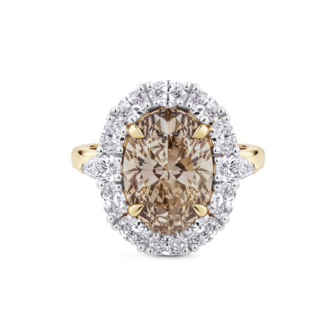4.05ct Oval Cut Champagne Diamond Engagement Ring