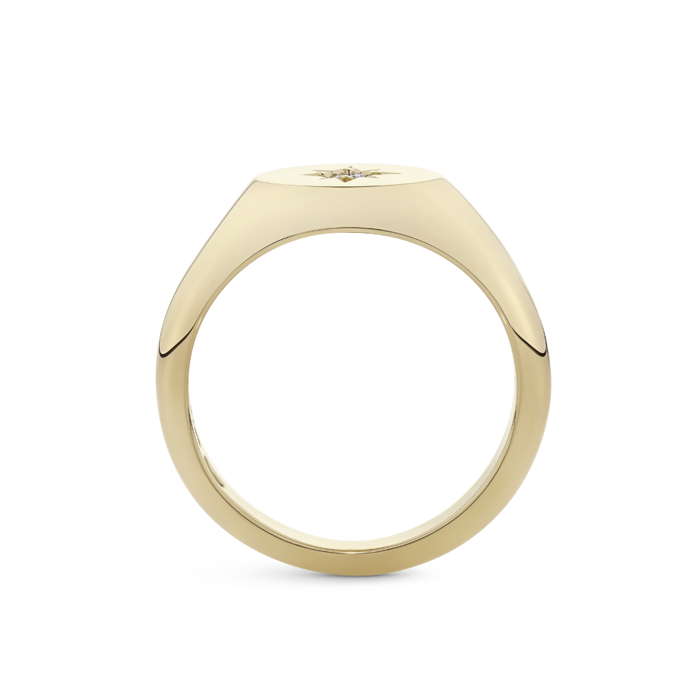 Star Diamond Signet Ring in 18ct Yellow Gold