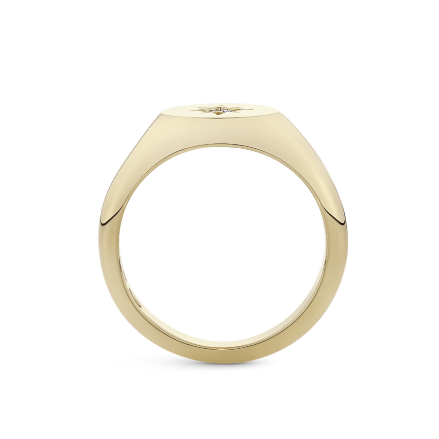 Star Diamond Signet Ring in 18ct Yellow Gold