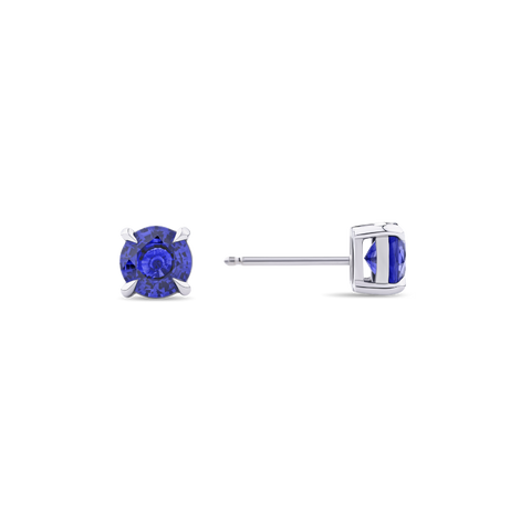 Blue Ceylon Sapphire Studs in 18ct White Gold