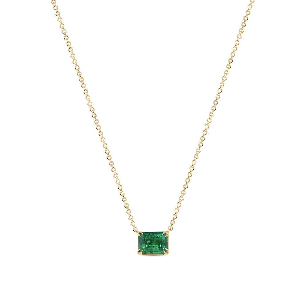 East West Green Zambian Emerald Necklace