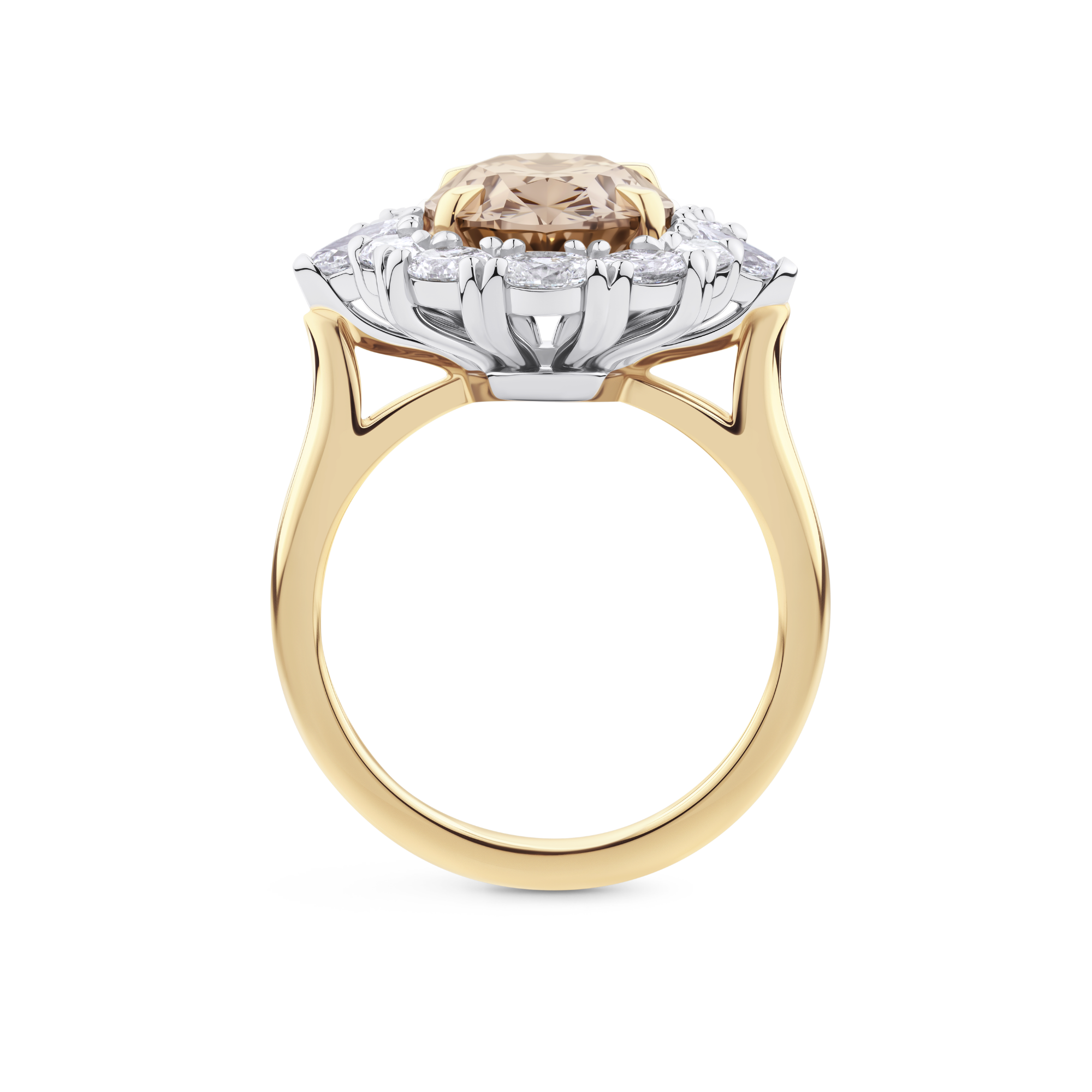 4.05ct Oval Cut Champagne Diamond Engagement Ring