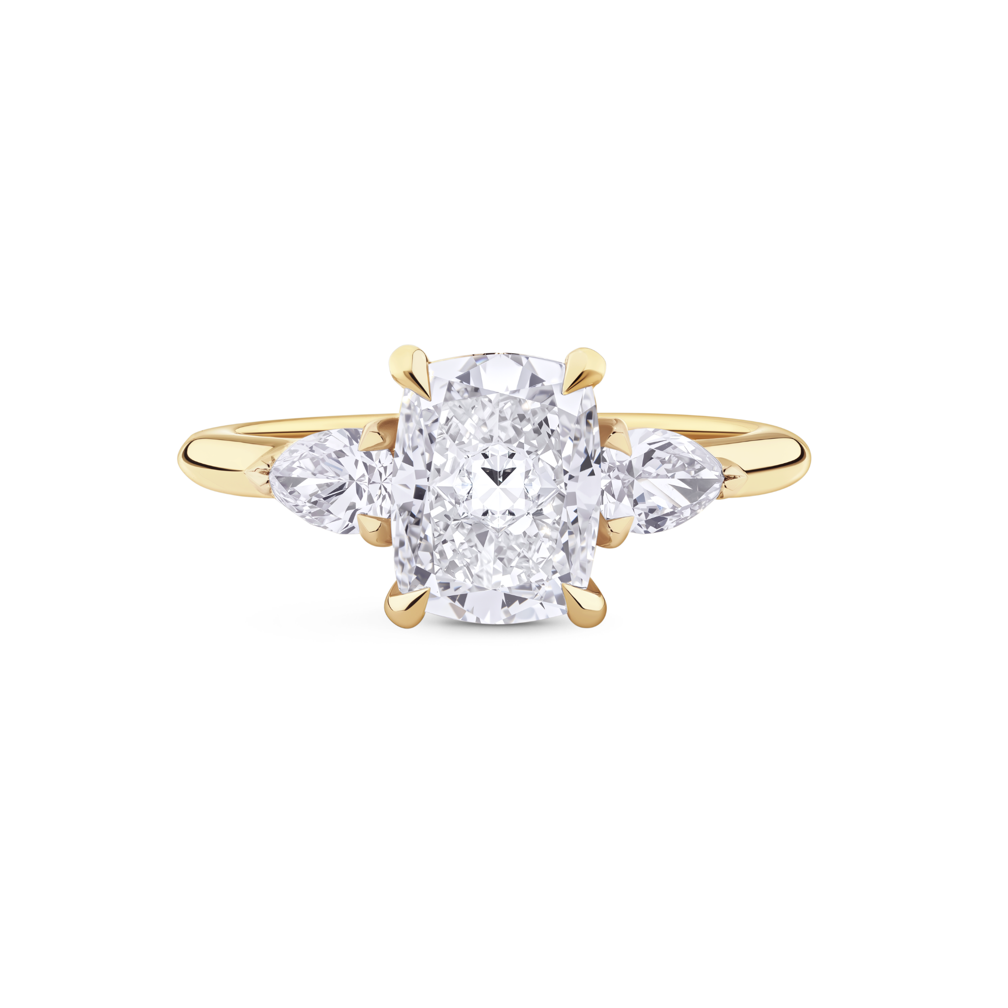 Cushion Cut Diamond Trilogy Engagement Ring
