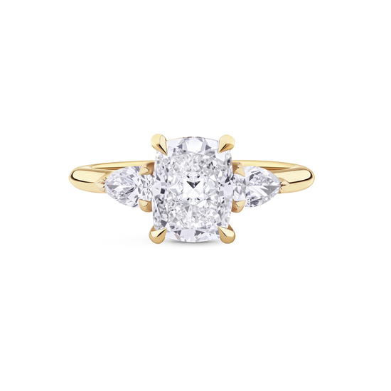 Cushion Cut Diamond Trilogy Engagement Ring