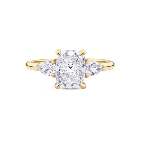 Cushion Cut Diamond Trilogy Engagement Ring