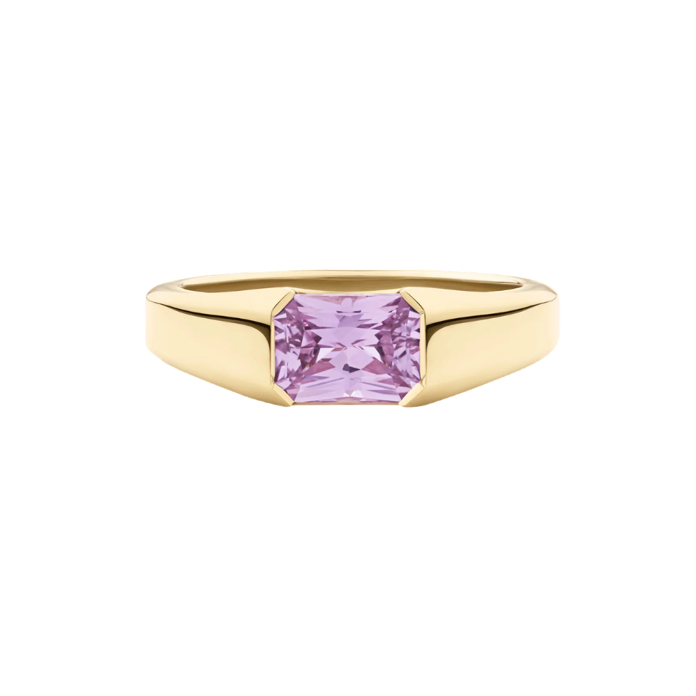 Radiant Cut Pink Sapphire Signet Ring