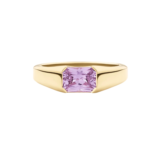 Radiant Cut Pink Sapphire Signet Ring