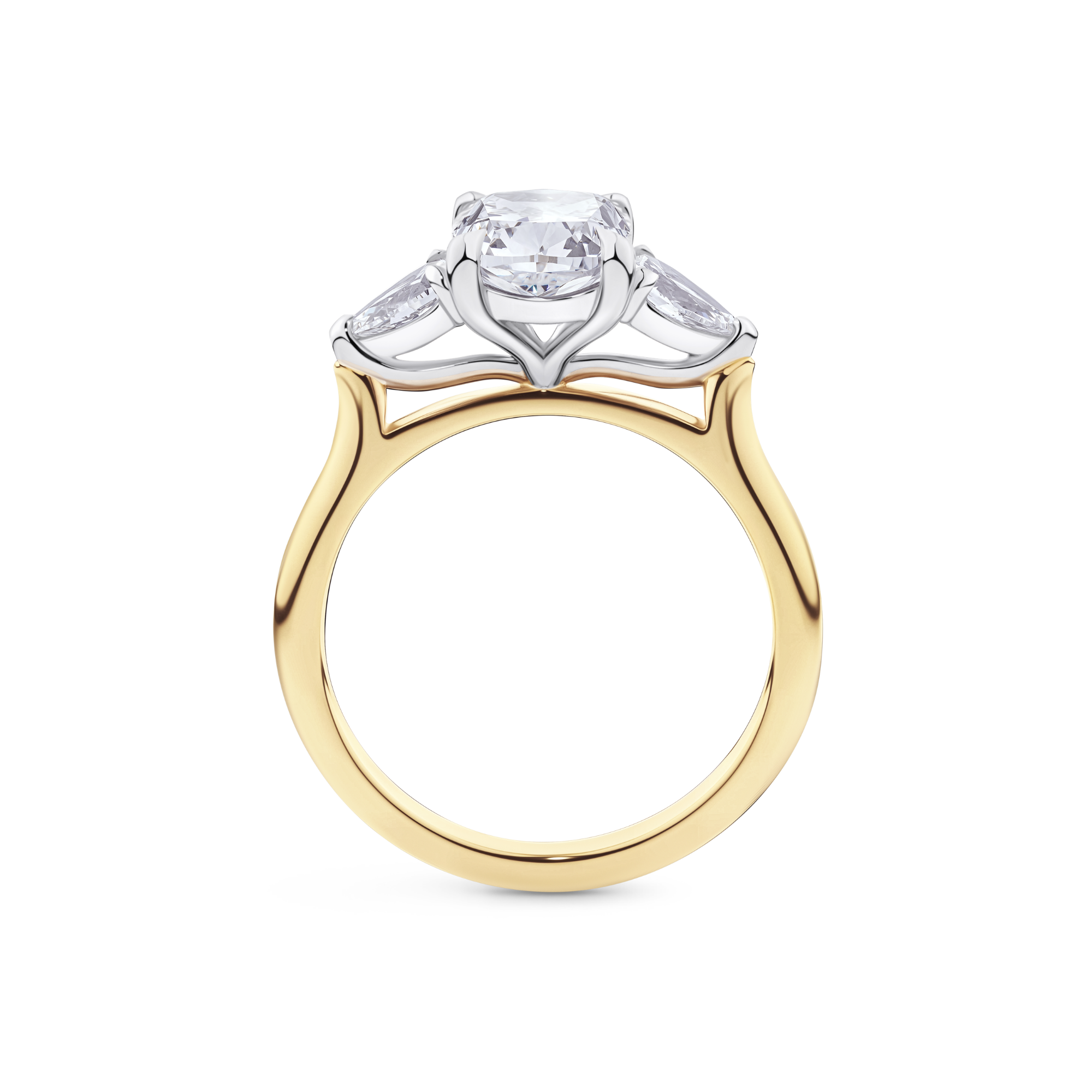 Cushion Cut Diamond Trilogy Engagement Ring