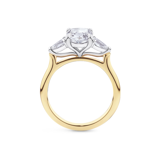 Cushion Cut Diamond Trilogy Engagement Ring