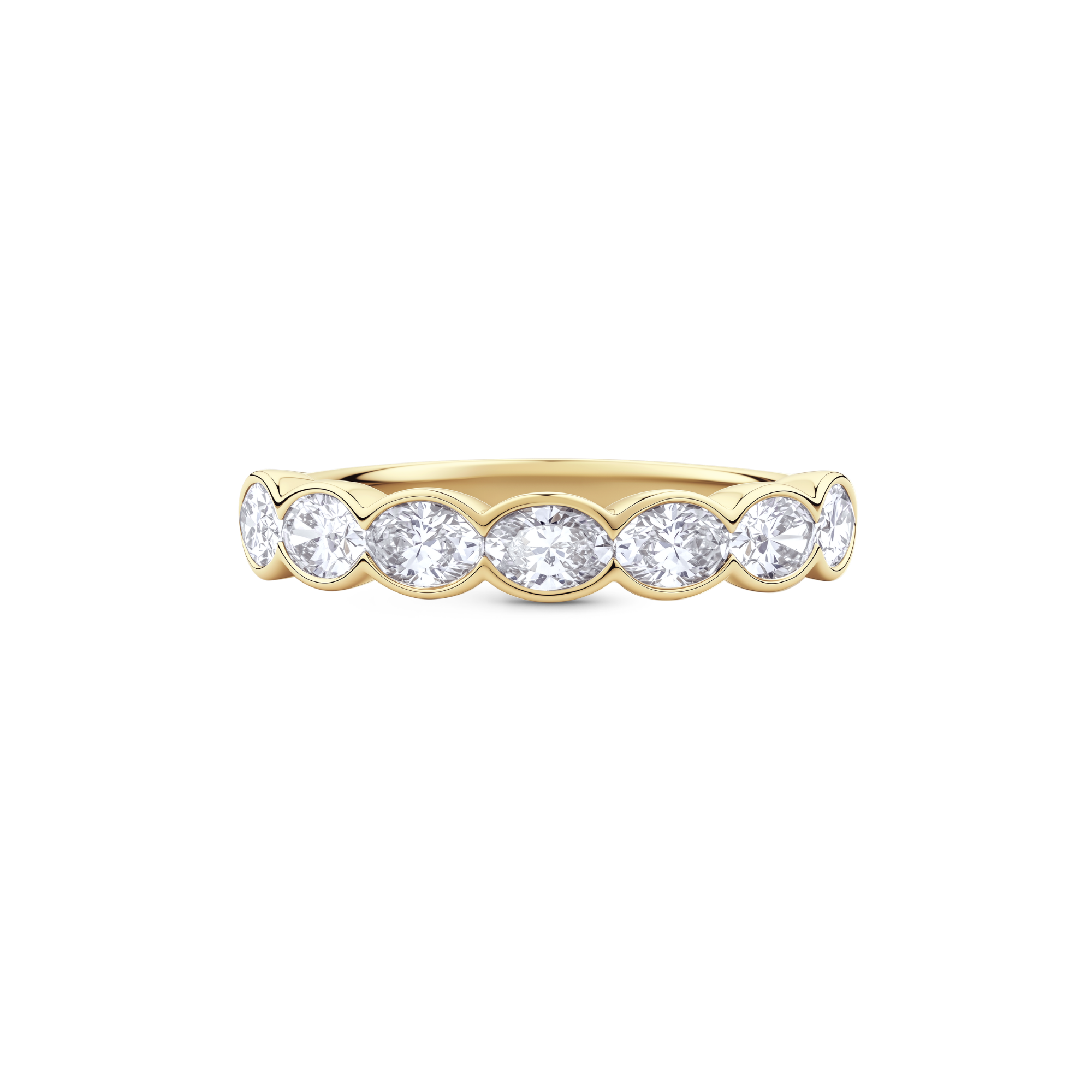 East-West Semi-Bezel Oval Diamond Eternity Band