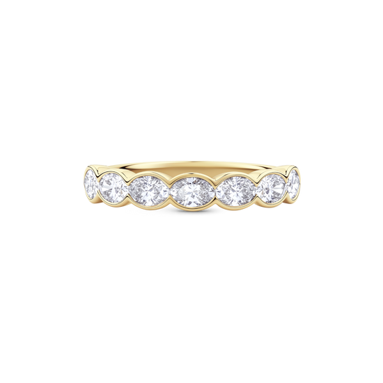 East-West Semi-Bezel Oval Diamond Eternity Band