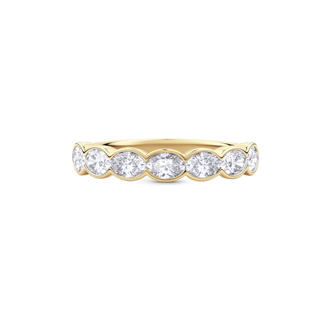 East-West Semi-Bezel Oval Diamond Eternity Band
