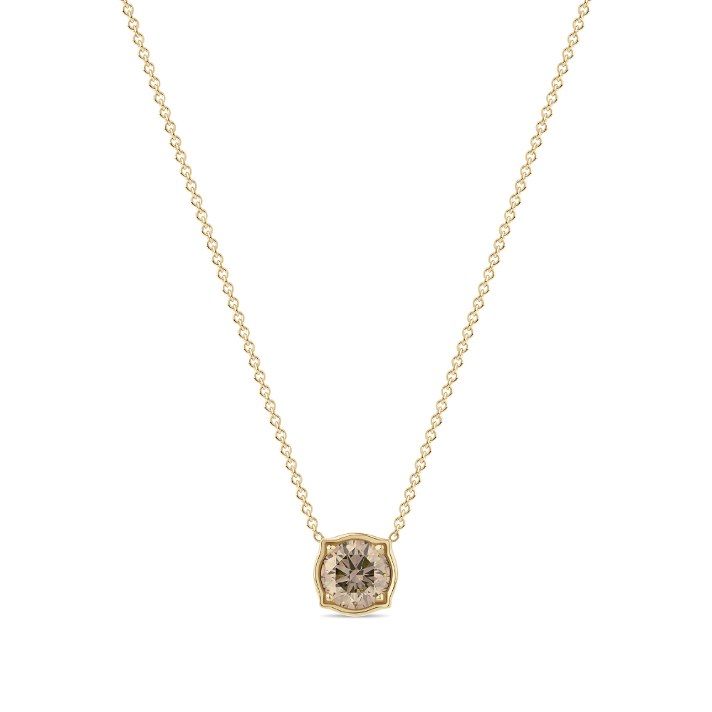 Champagne Diamond Pendant Necklace in 18ct Yellow Gold