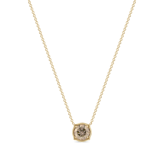 Champagne Diamond Pendant Necklace in 18ct Yellow Gold
