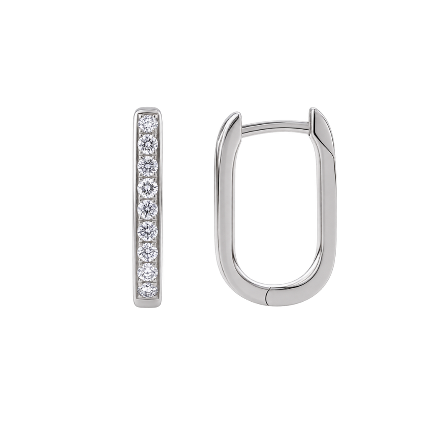 Diamond Paperclip Huggies in 18ct Gold