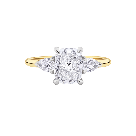 Cushion Cut Diamond Trilogy Engagement Ring