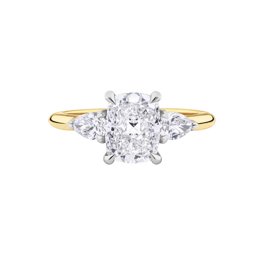 Cushion Cut Diamond Trilogy Engagement Ring