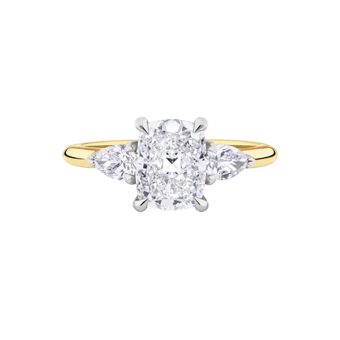 Cushion Cut Diamond Trilogy Engagement Ring