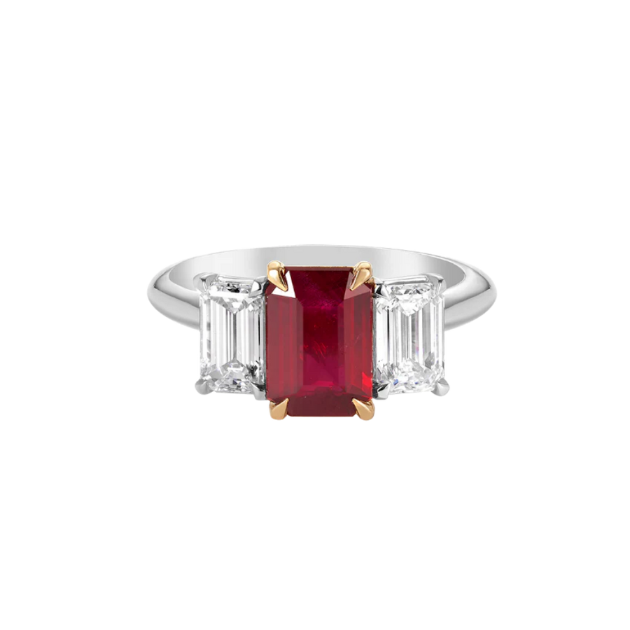 Ruby and Diamond Trilogy Ring in 18ct Gold