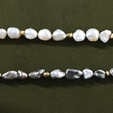 Dark Keshi Pearl and 24ct Gold Bracelet
