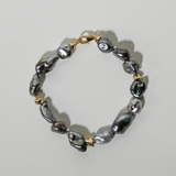 Dark Keshi Pearl and 24ct Gold Bracelet