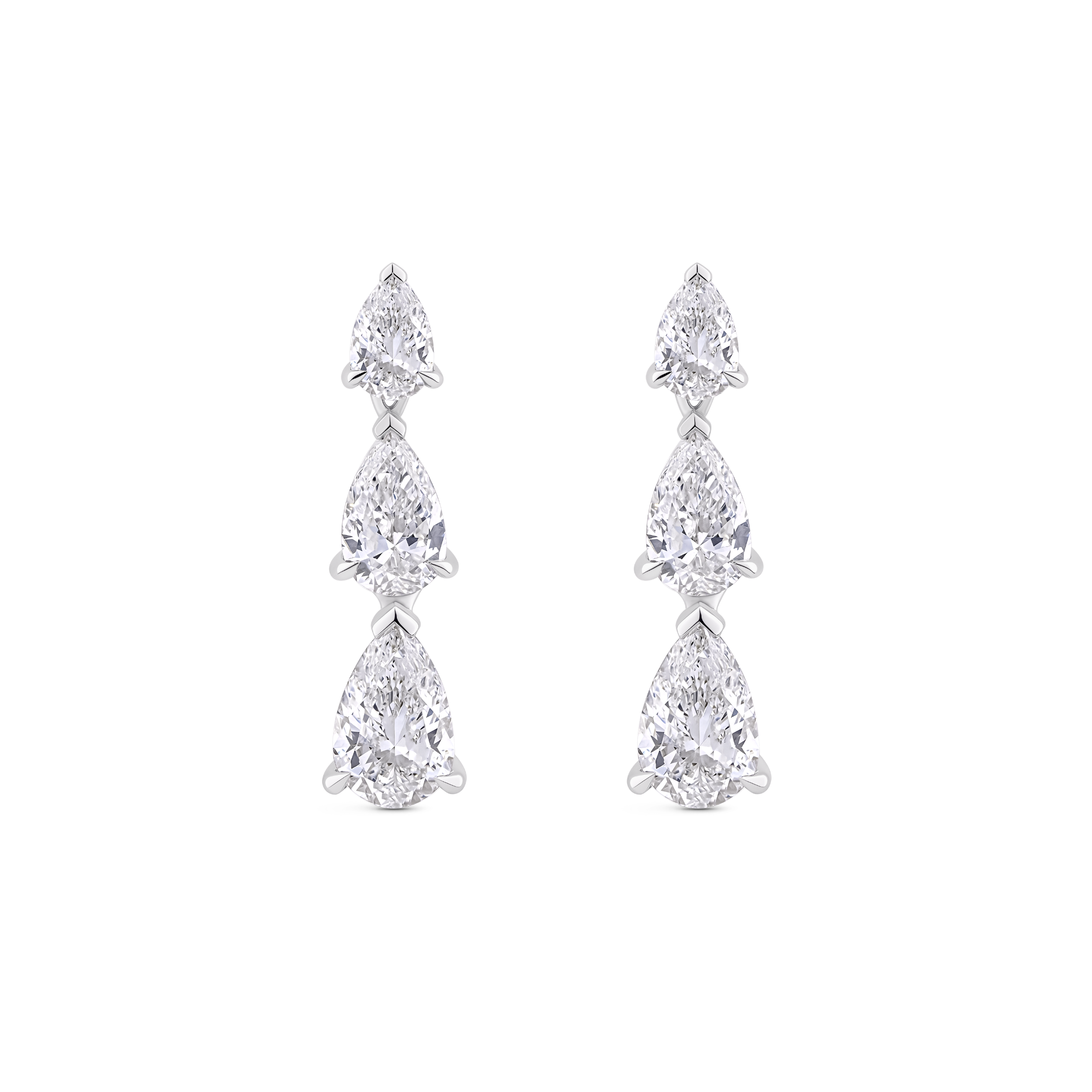 Pear Diamond Drop Earrings in 18ct Gold