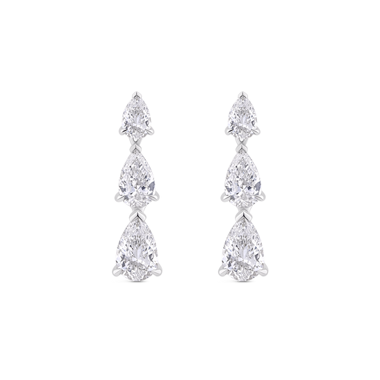 Pear Diamond Drop Earrings in 18ct Gold