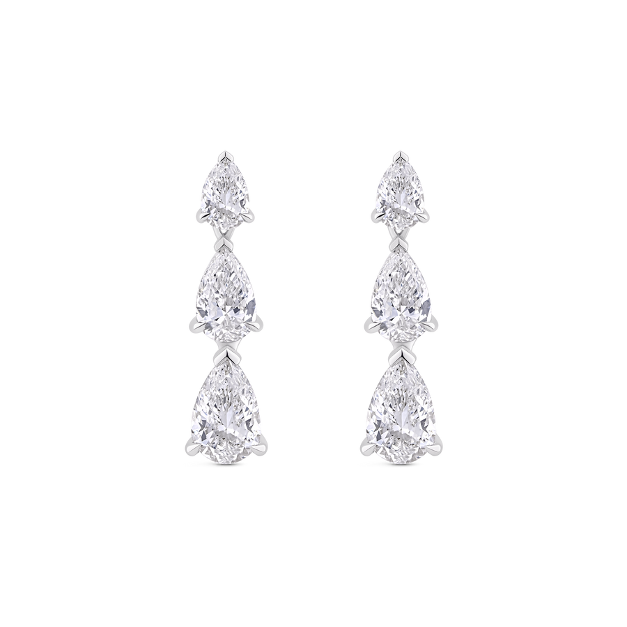 Pear Diamond Drop Earrings in 18ct Gold